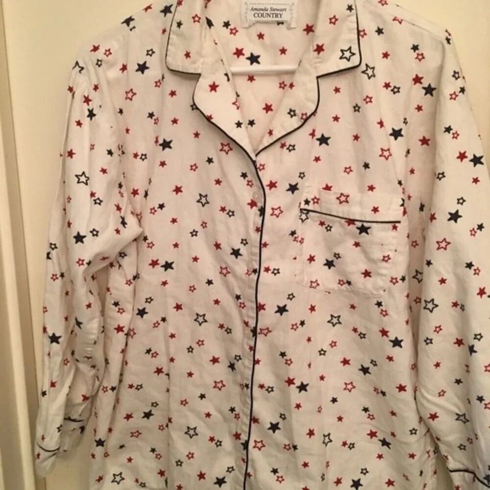 Amanda Stewart pajama top, size tag is missing.